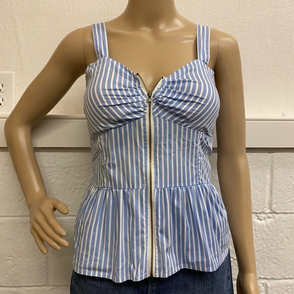 Liberty Love Tops - Liberty Love Stripped Blouse Tank Top Zipper Front